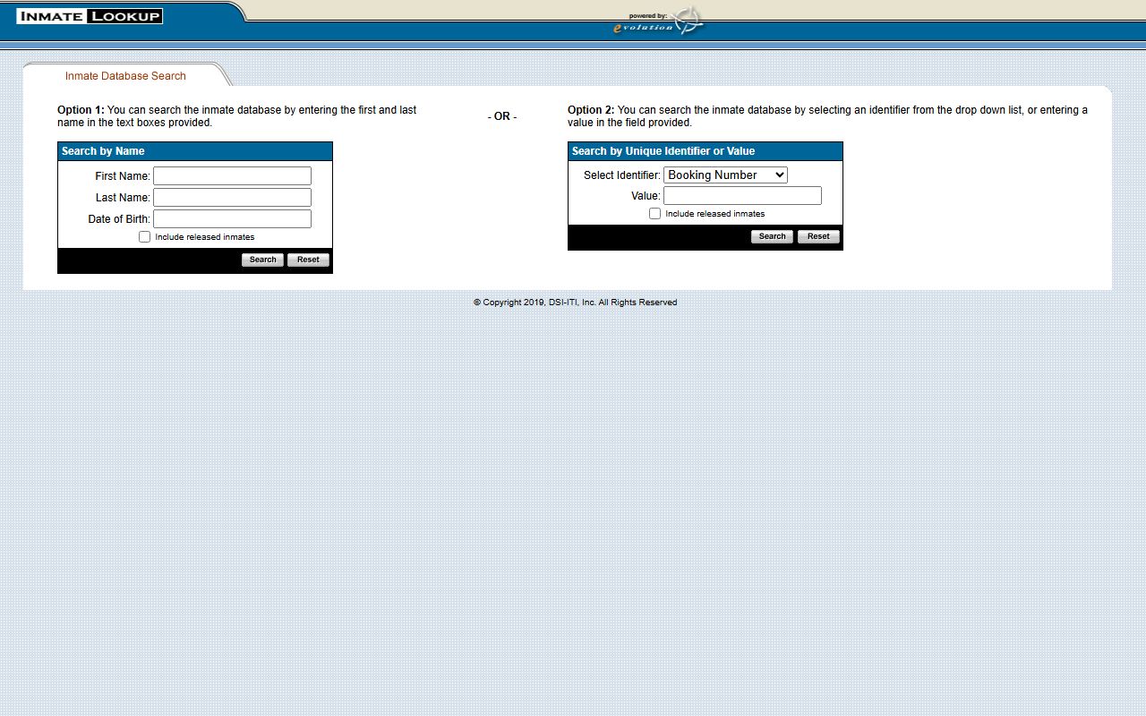Bergen County inmate lookup form used for Passaic County male inmates